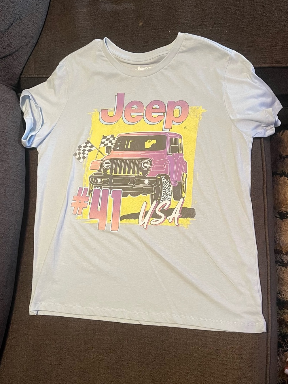 Jeep Light Blue Tee with Pink and Yellow Graphic